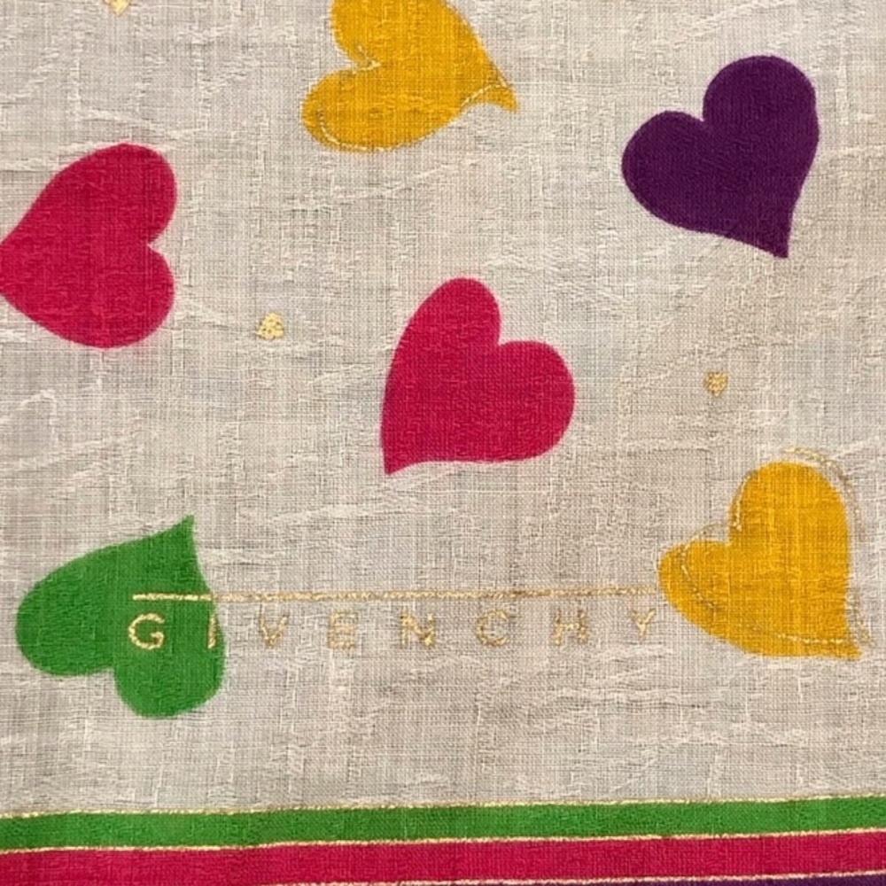 Givenchy Colorful Heart Pattern Handkerchief / Ne… - image 2